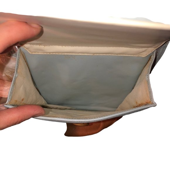 Cee Klein Deadstock NEW NWT vintage pearlized blue leather cross body me… - Picture 7 of 8